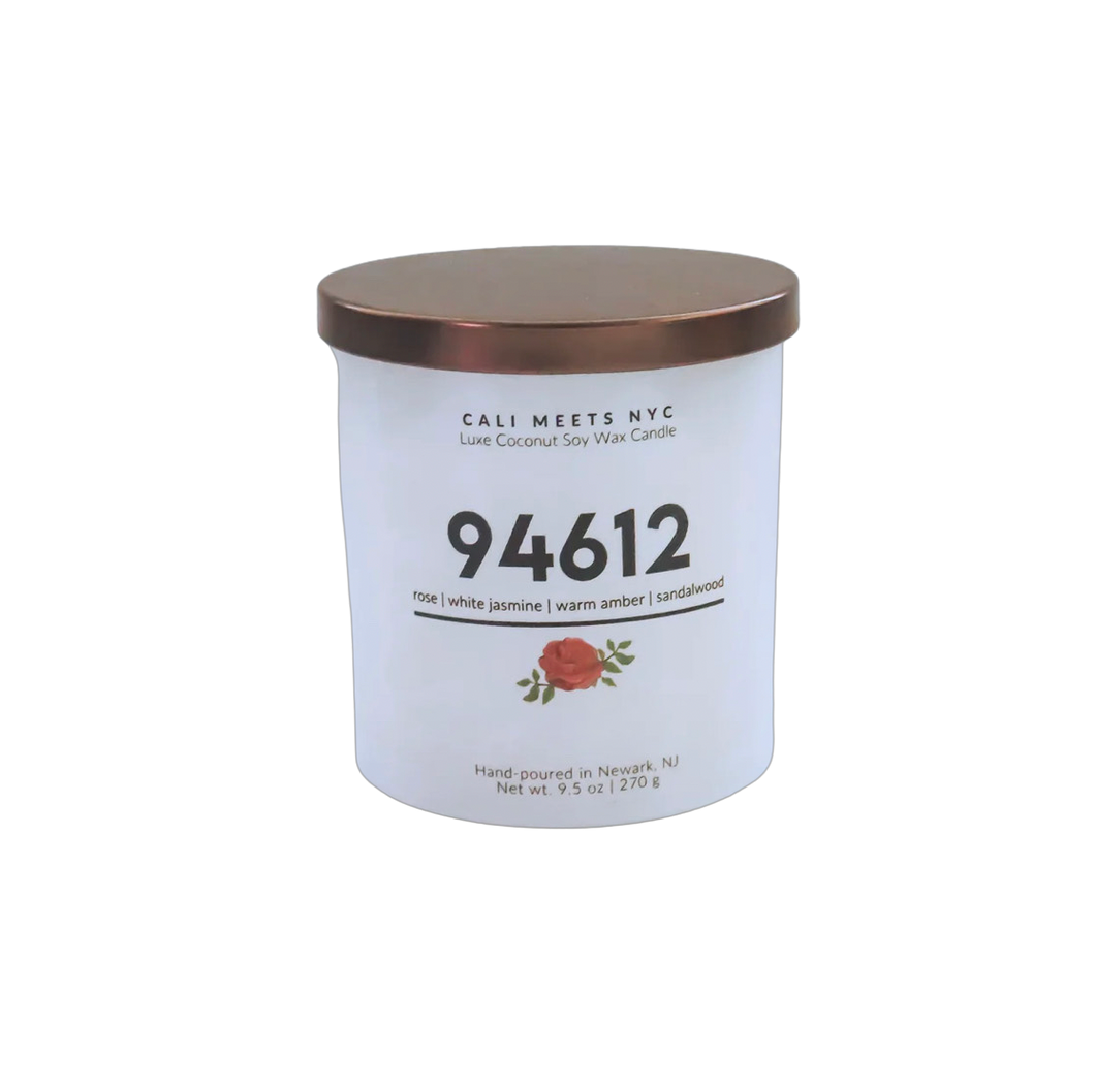 94612, Rose Amber + Sandalwood Coconut Soy Candle